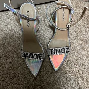 Silver Holographic Barbie Thingz heels.